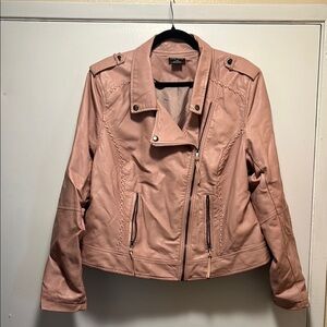 Women's Pink Faux Leather Jacket